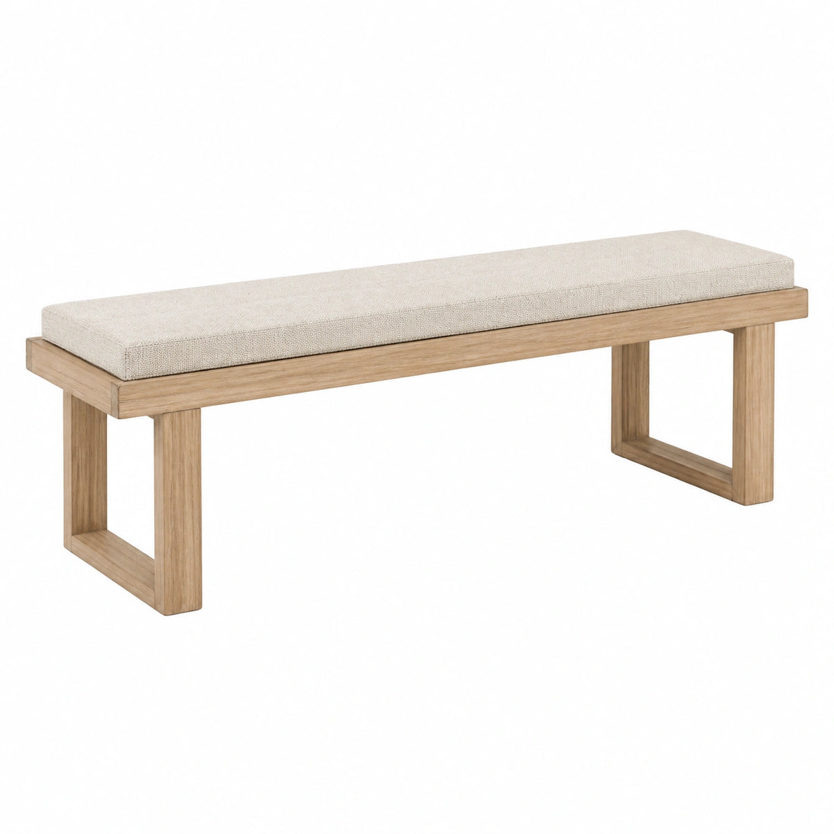 Bank Eichenholz mit Polyesterpolster Beige – Gervona